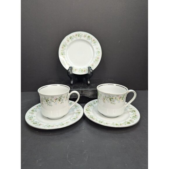 Johann Haviland Forever Spring Pattern 2 Teacups and Saucers 1 Dessert Plate - Picture 1 of 10